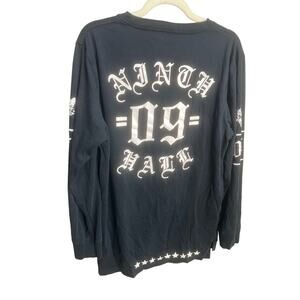 Ninth Hall Black Long Sleeve Shirt Y2K Streetwear Emo Grunge Punk Cotton Blend L
